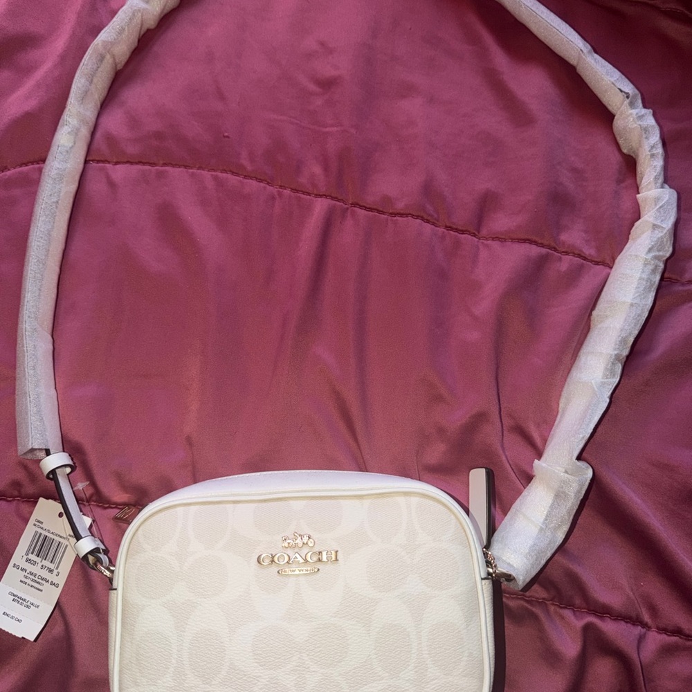 Coach White Signature Crossbody with Gold Logo
